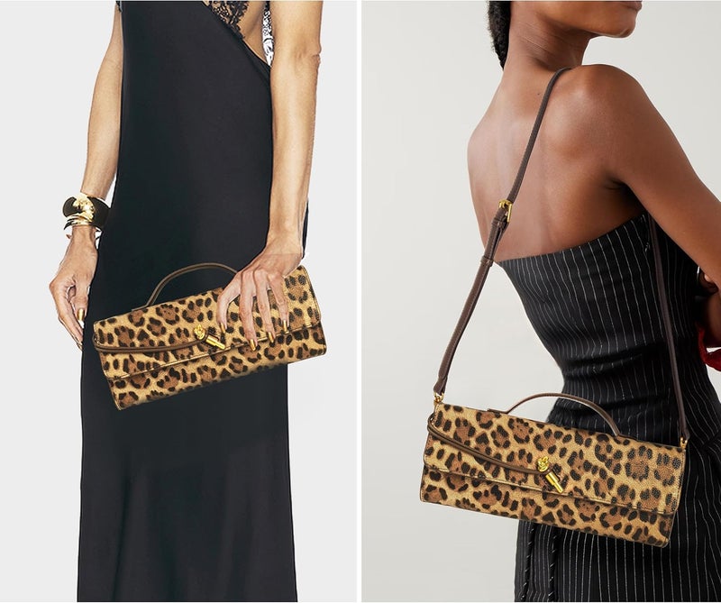 Joryin Woven Purse for Women Evening Clutch Woven Leather & Suede Handbags Crossbody Bag Suede Purse Formal Evening Bag - Image 2